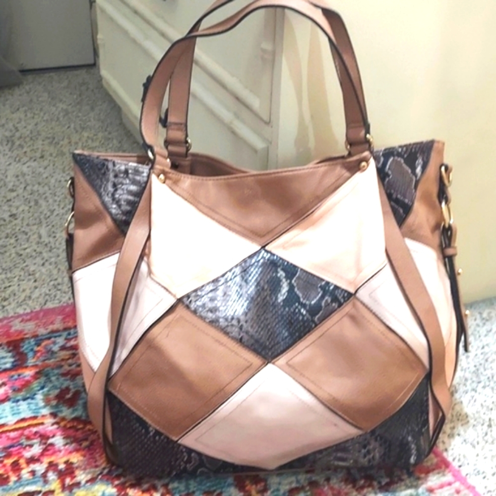 Big Buddha Large Patchwork Tote Shoulder Bag - image 2